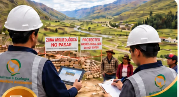 Especialistas revisando instrumentos y planos en una visita técnica